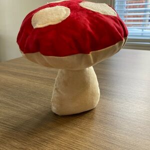 Fun Mushroom Fabric Decor Pillow, Red/Cream.